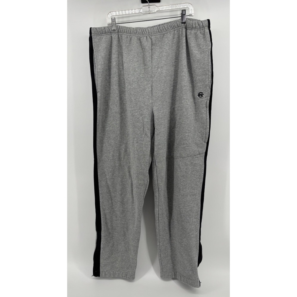 Vintage Nautica Competition Fleece Side-Stripe Sweatpants Mens XLT, Gray Y2K